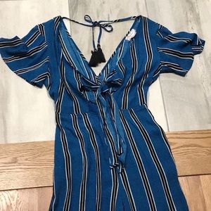 Blue striped jumpsuit